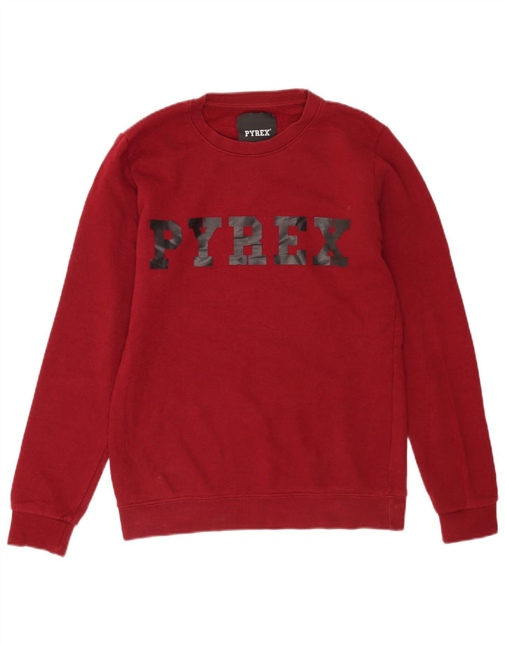 Pyrex moletom gráfico masculino jumper pequeno algodão borgonha