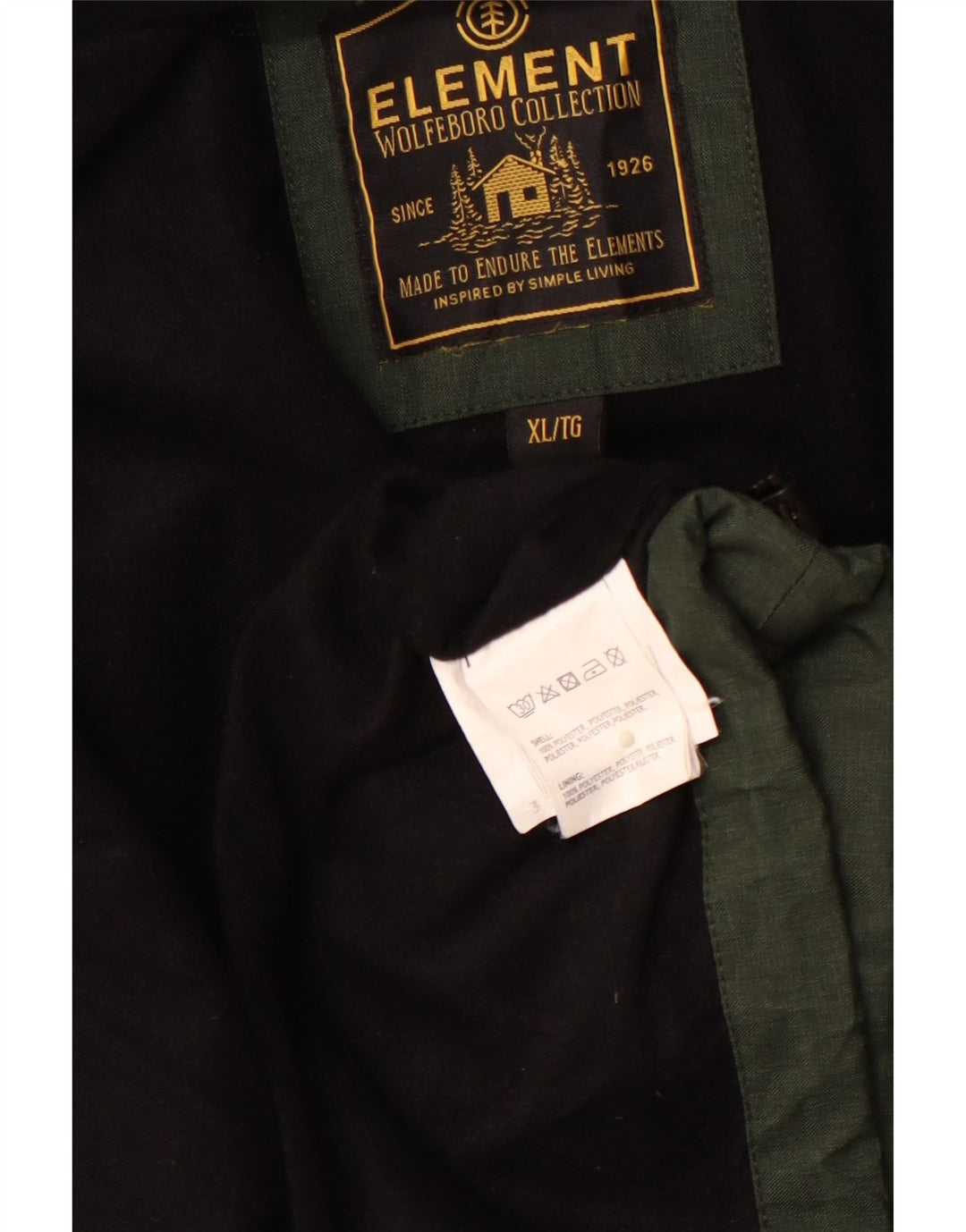 Jaqueta corta-vento masculina com capuz ELEMENT UK 42 XL cáqui poliéster