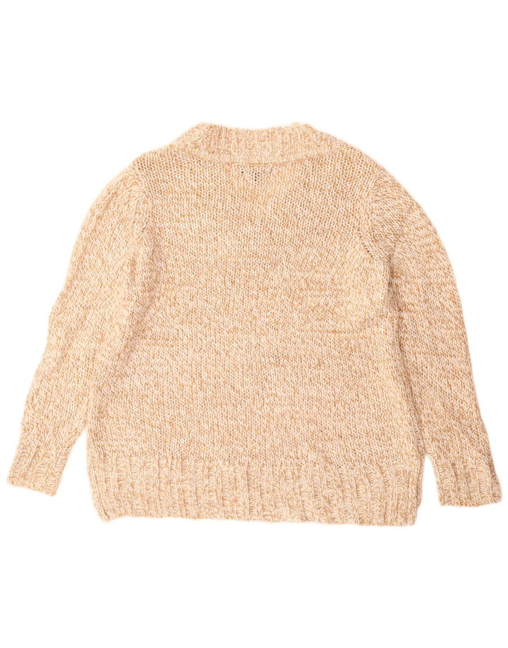 Suéter feminino CHAPS com decote em V Reino Unido 16 grande acrílico bege salpicado