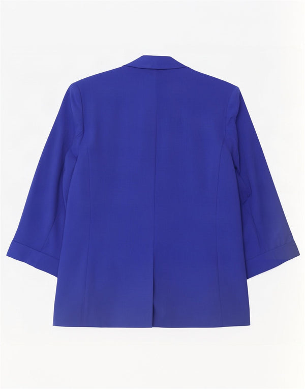 Jaqueta blazer feminina Marks & Spencer manga 3/4 aberta Reino Unido 20 2XL azul