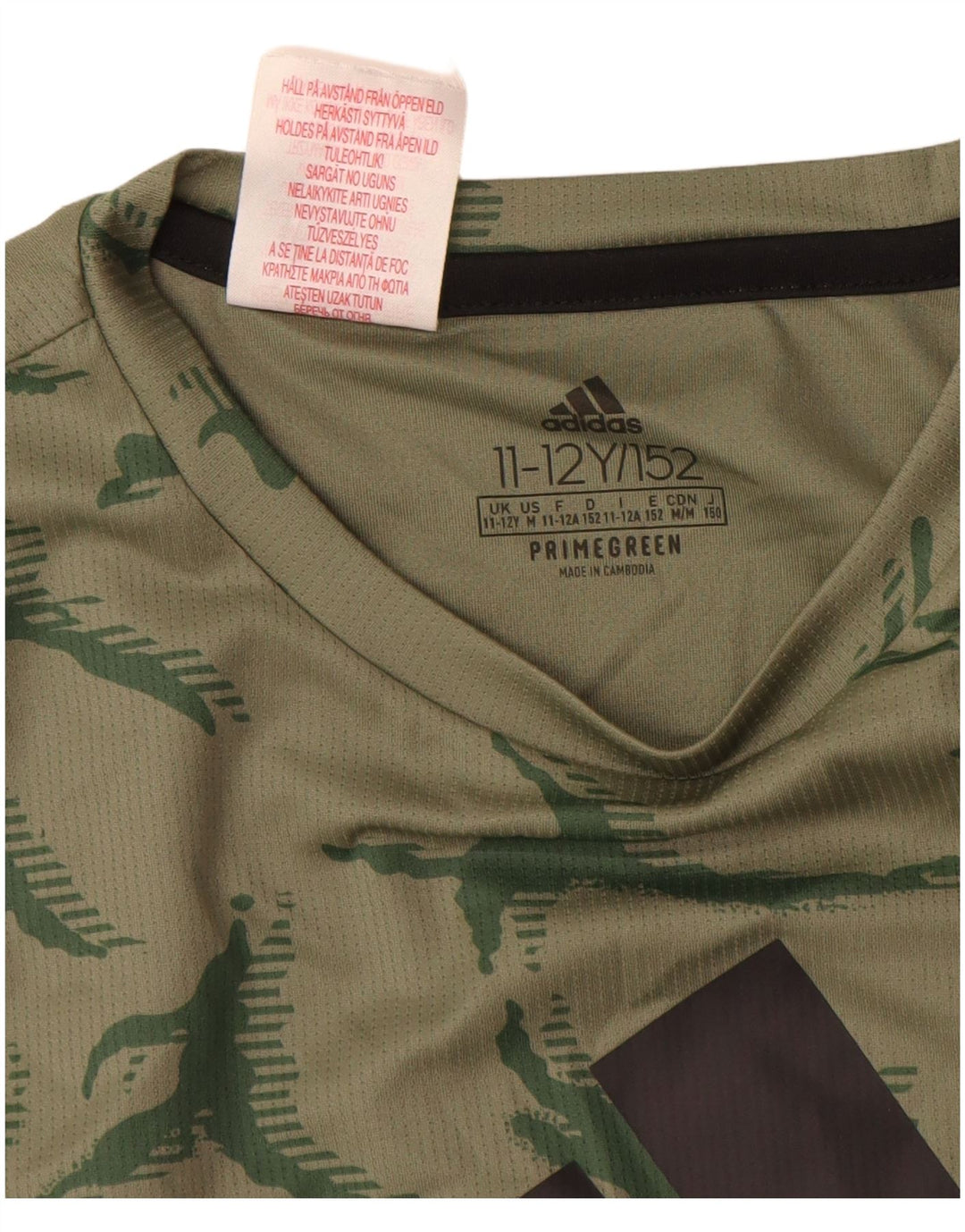 Camiseta Adidas Meninos Graphic 11-12 Anos Verde Camuflagem Poliéster