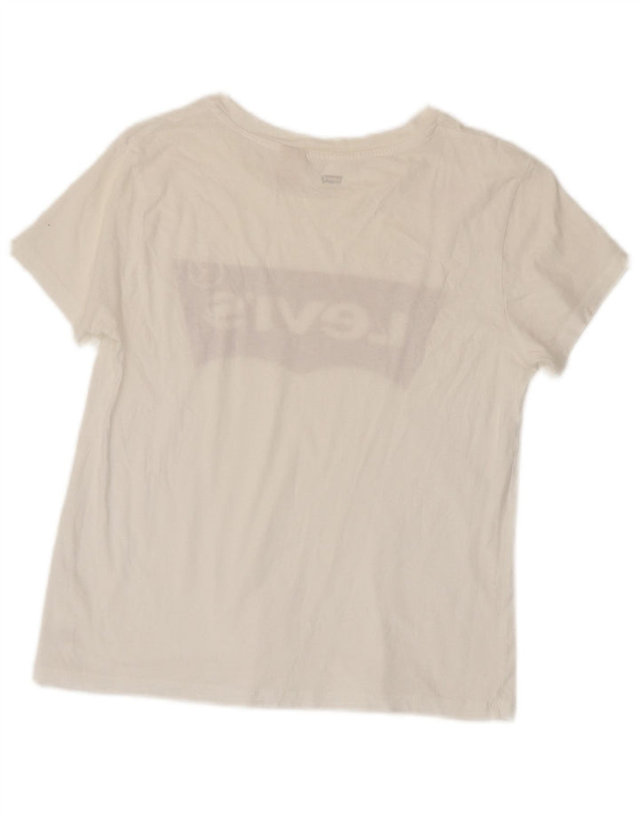 Camiseta feminina gráfica Levi's UK 10 pequena branca
