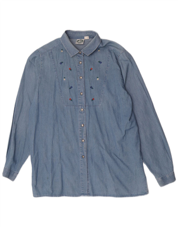 Camisa feminina Hammerschmid EU 40 algodão floral azul médio