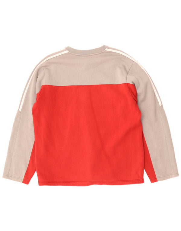 Adidas Mens Moletom Jumper UKI 38/40 Médio Vermelho Colorblock Algodão