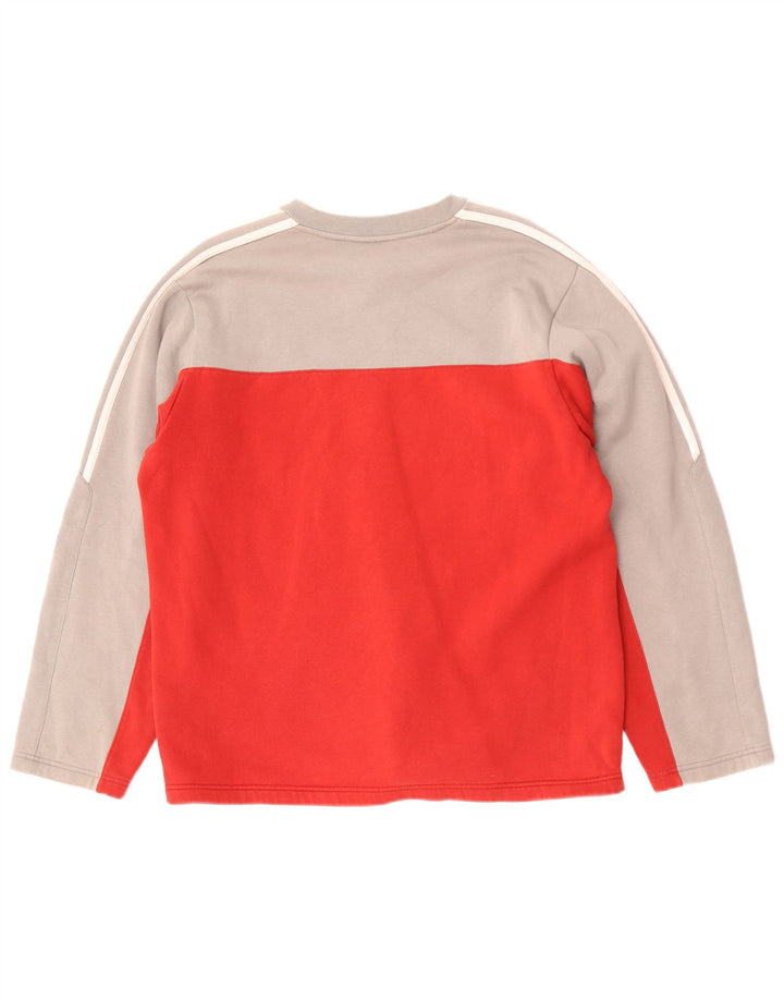 Adidas Mens Moletom Jumper UKI 38/40 Médio Vermelho Colorblock Algodão