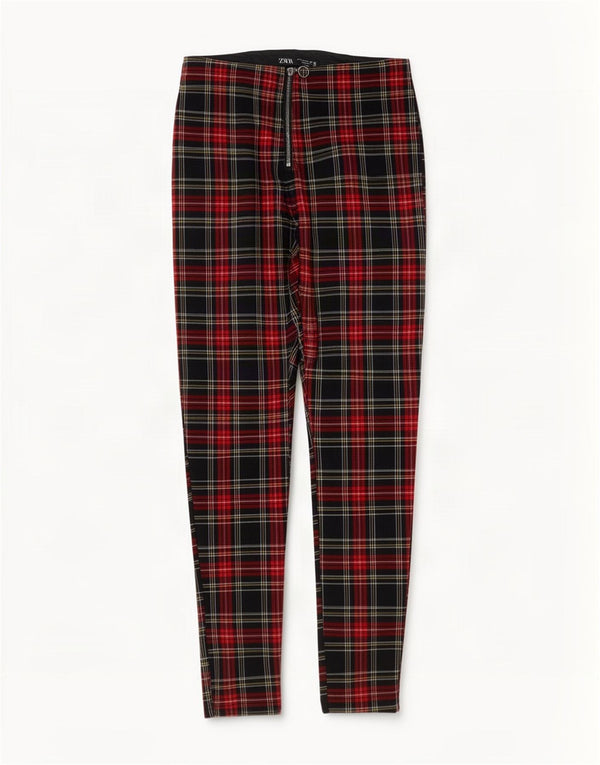 Zara Womens High Waist Casual Trousers Medium W28 L27 Multicoloured Check