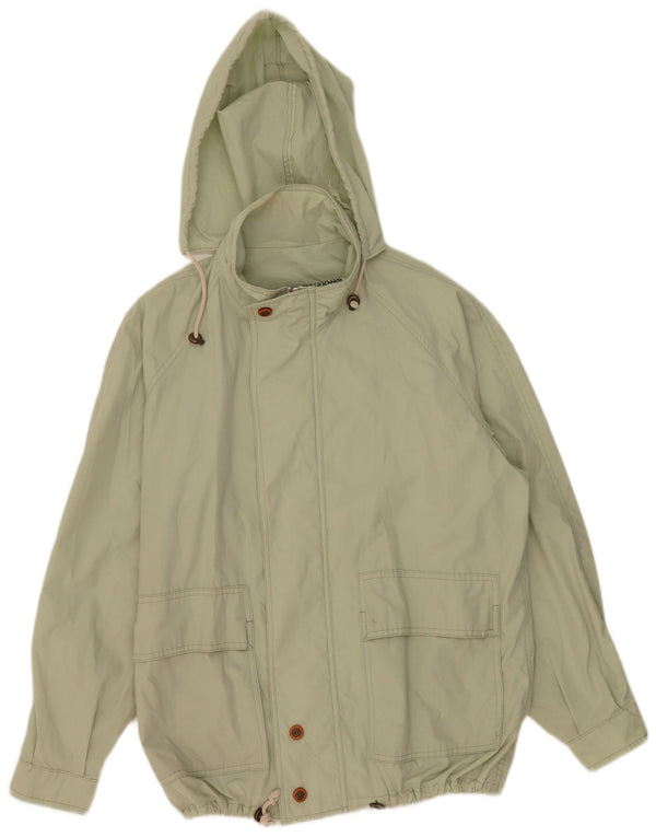 Jaqueta bomber com capuz masculina vintage poliéster verde Reino Unido 42 XL