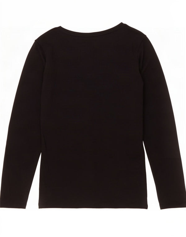 Guess Top gráfico feminino manga comprida Reino Unido 12 algodão preto médio