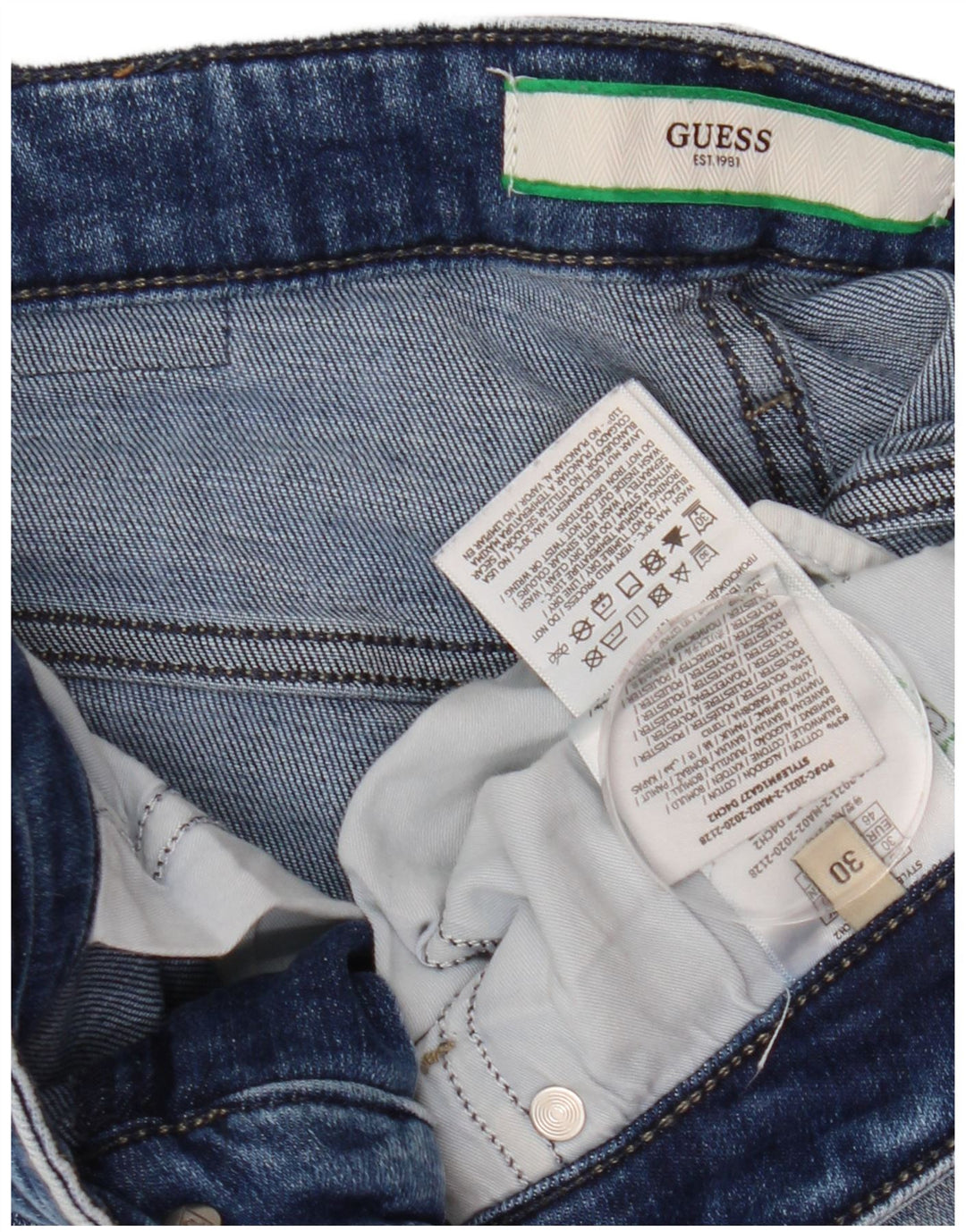 Guess Feminino Chris Distressed Slim Jeans W30 L32 Azul Algodão