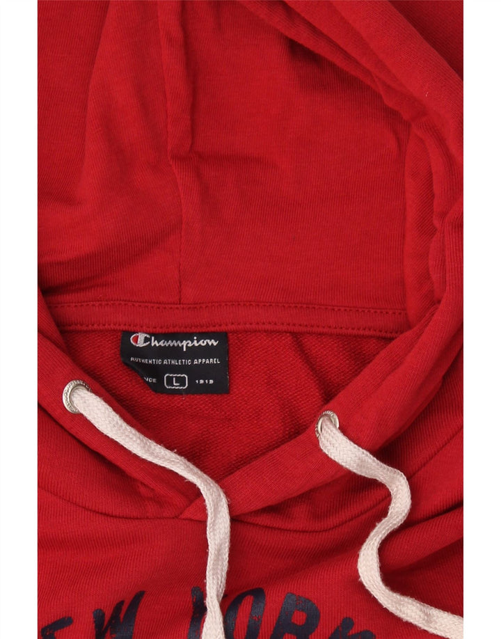 CHAMPION Suéter masculino com capuz gráfico Rochester grande algodão vermelho