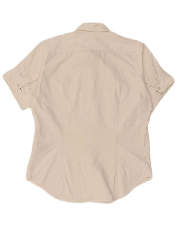 Camisa feminina Ralph Lauren de manga curta US 10 grande algodão branco