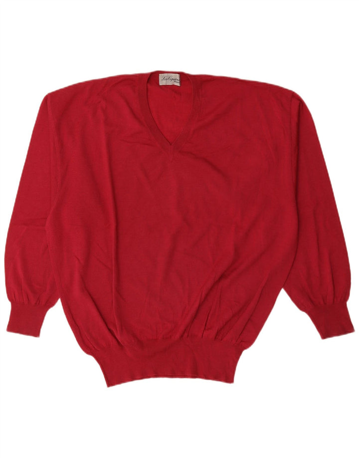 Suéter masculino Les Copains com decote em V IT 50 vermelho médio