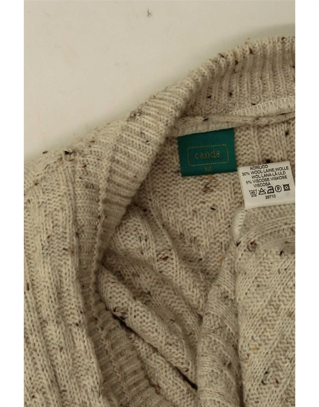 C&A Suéter masculino Canda com decote em V, acrílico salpicado bege médio