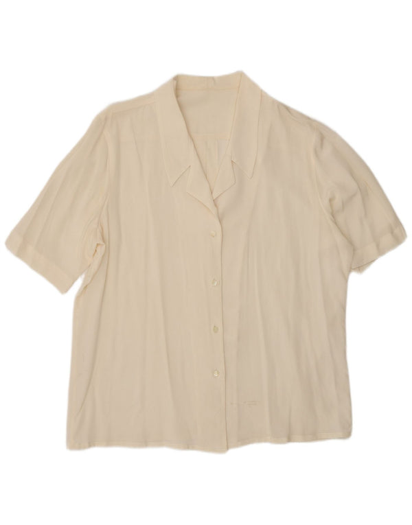 Blusa feminina vintage de manga curta UK 18 XL off white