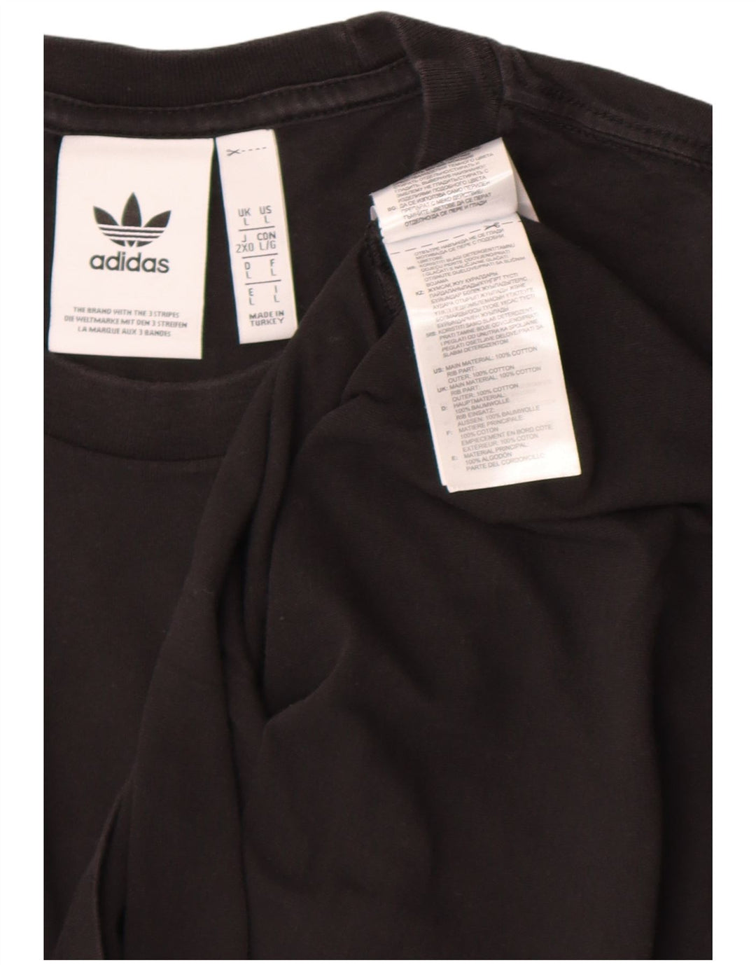 Adidas Mens Camiseta Top Grande Algodão Preto