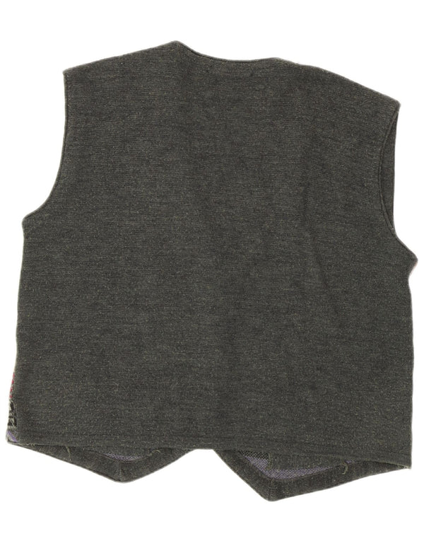 Colete de malha masculino vintage IT 52 grandes retalhos cáqui