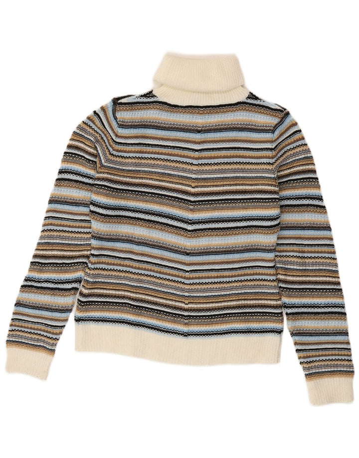 Suéter feminino VINTAGE com gola redonda Reino Unido 10/12 pequeno multicolorido