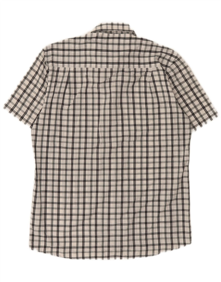 Camisa masculina Pierre Cardin de manga curta regular fit médio xadrez branco