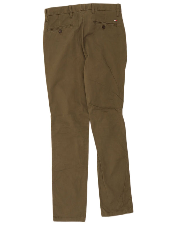 Tommy Hilfiger Mens Slim Chino Calças W31 L30 Algodão Cáqui