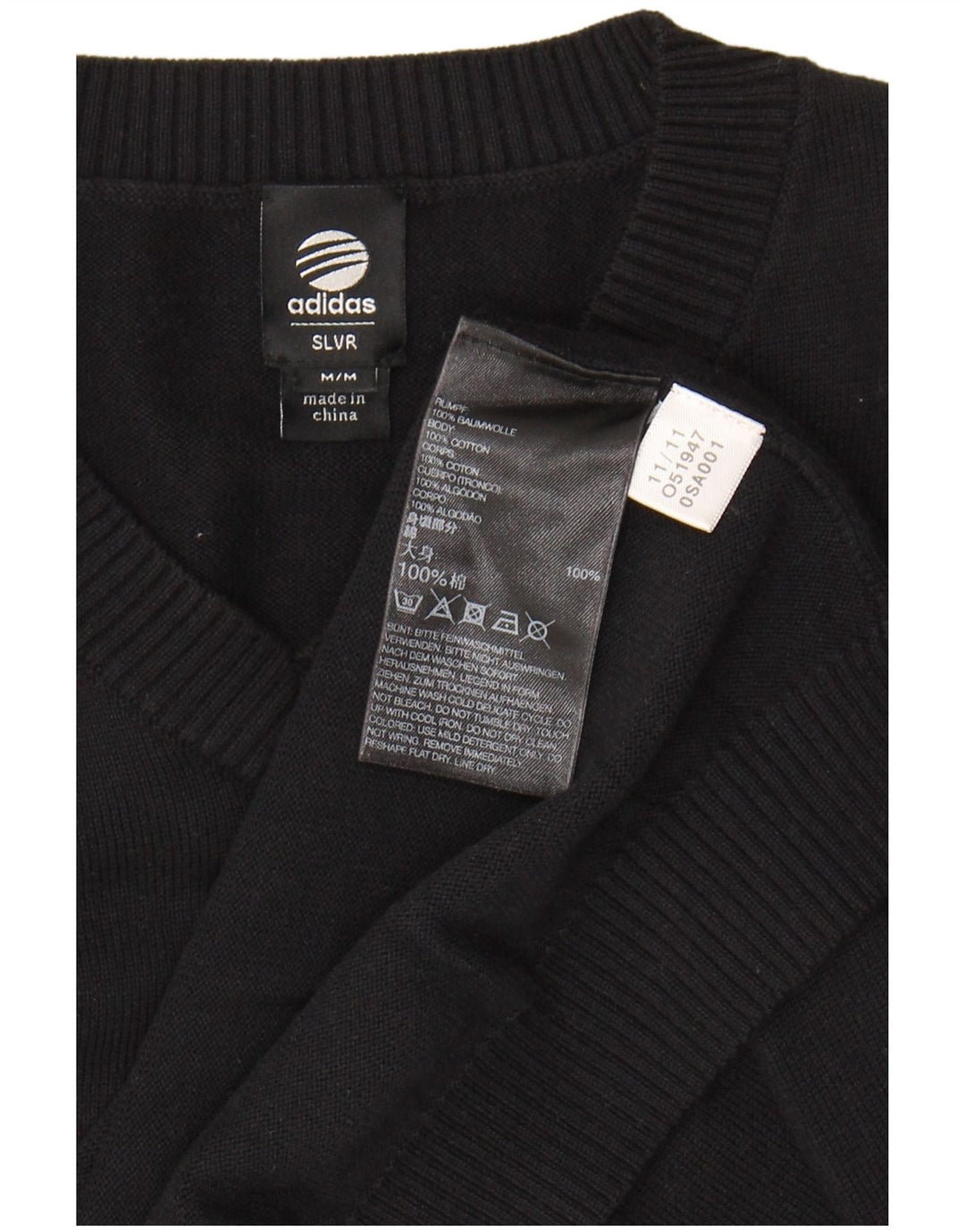 ADIDAS Mens Suéter Jumper com Gola V Preto Médio