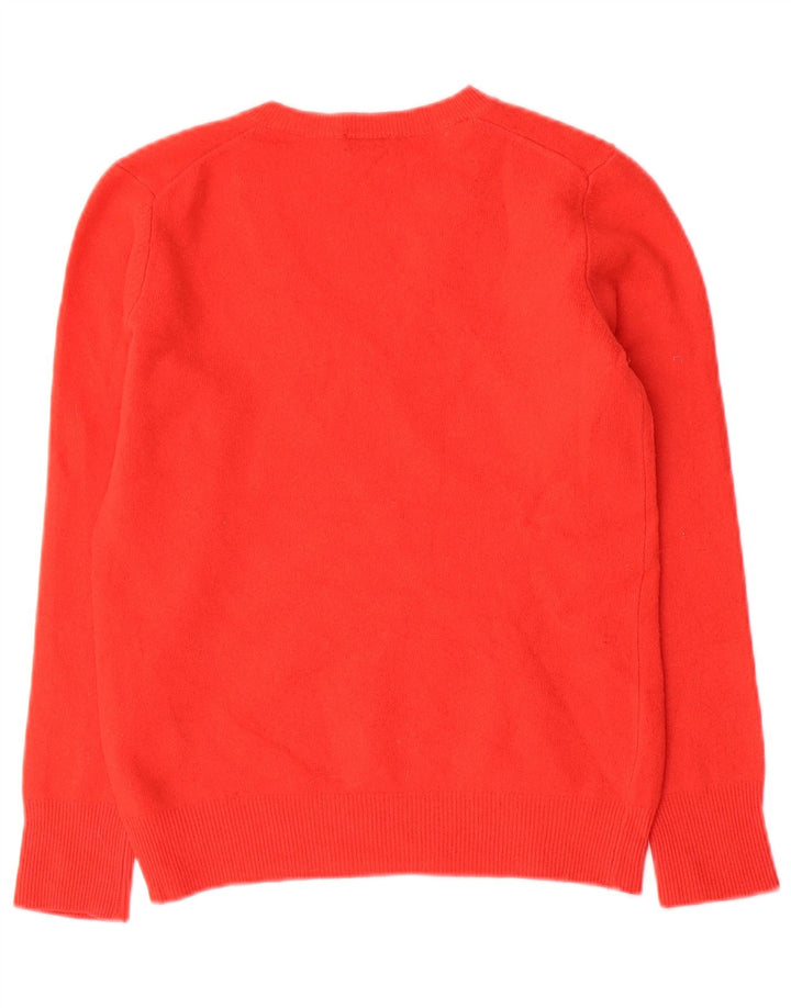 Suéter feminino Benetton com decote em V Reino Unido 12 lã vermelha média