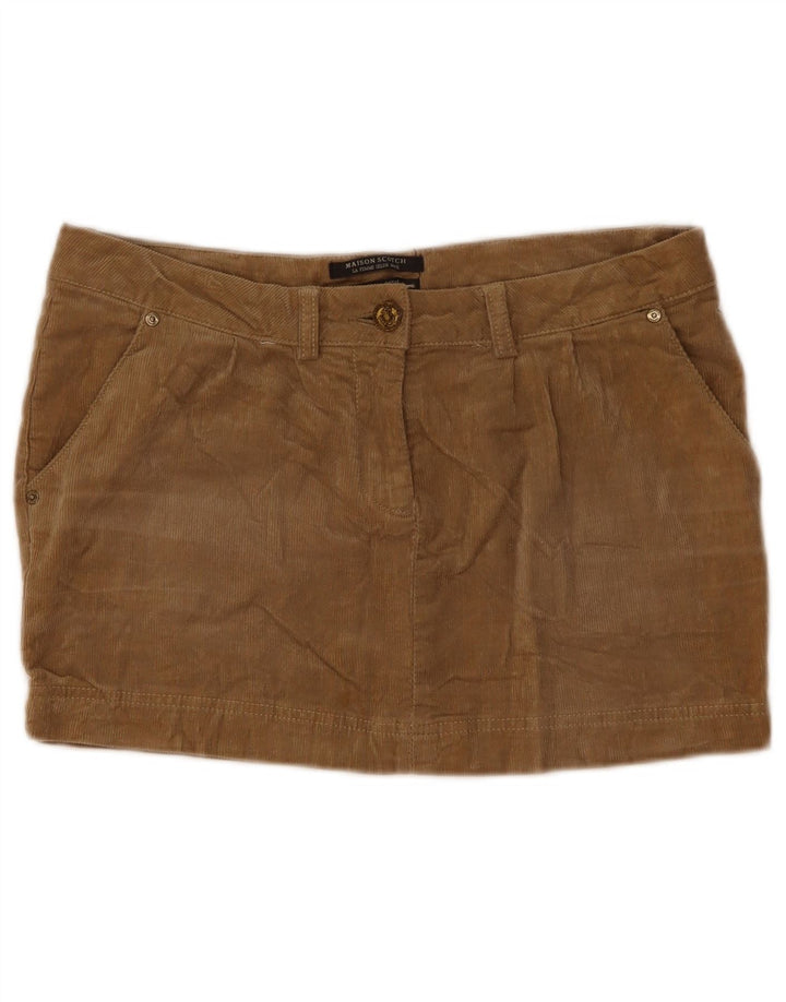Minissaia feminina de veludo cotelê Maison Scotch W34 grande marrom