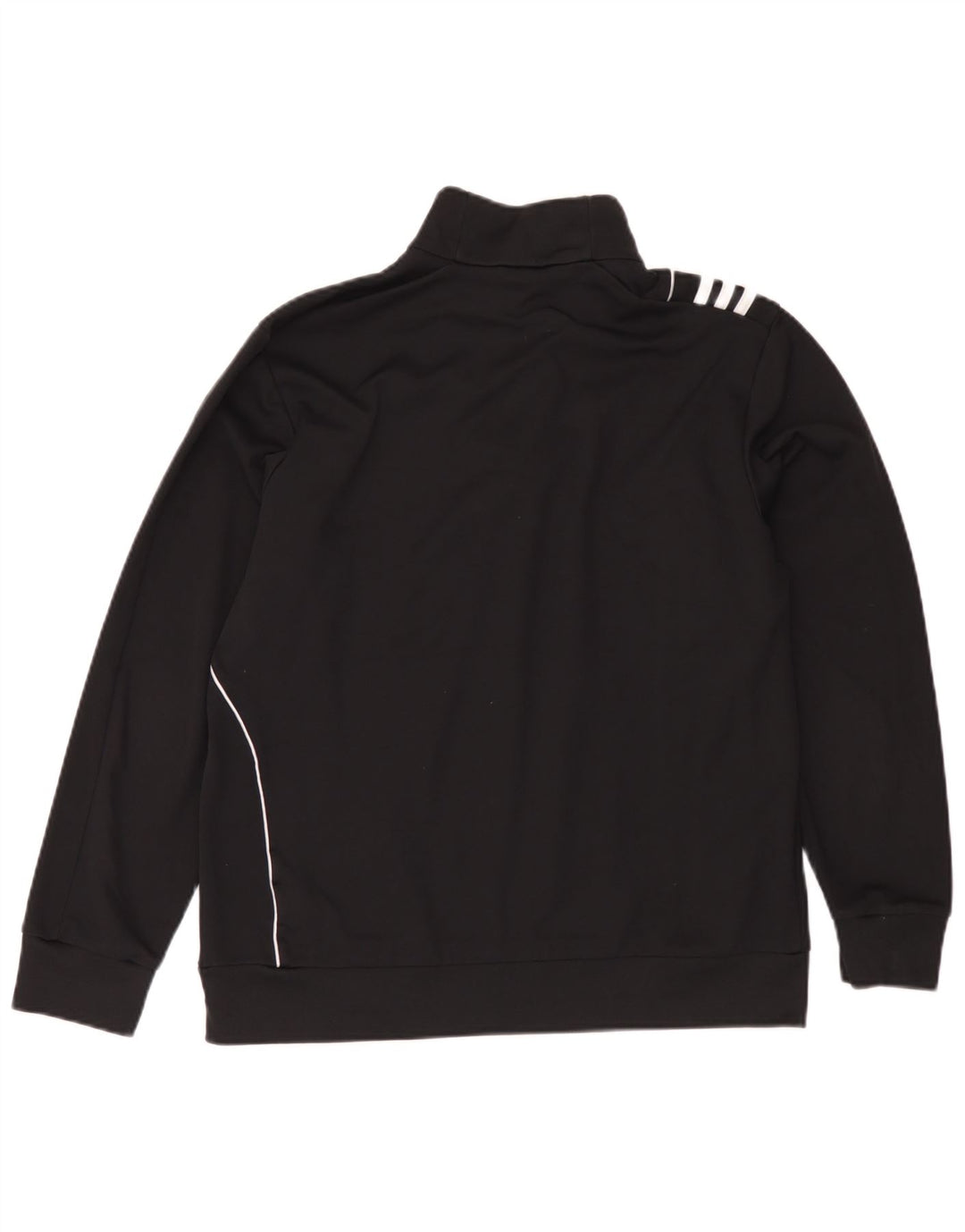 Adidas Mens Zip Neck Moletom Jumper Reino Unido 42/44 Grande Poliéster Preto