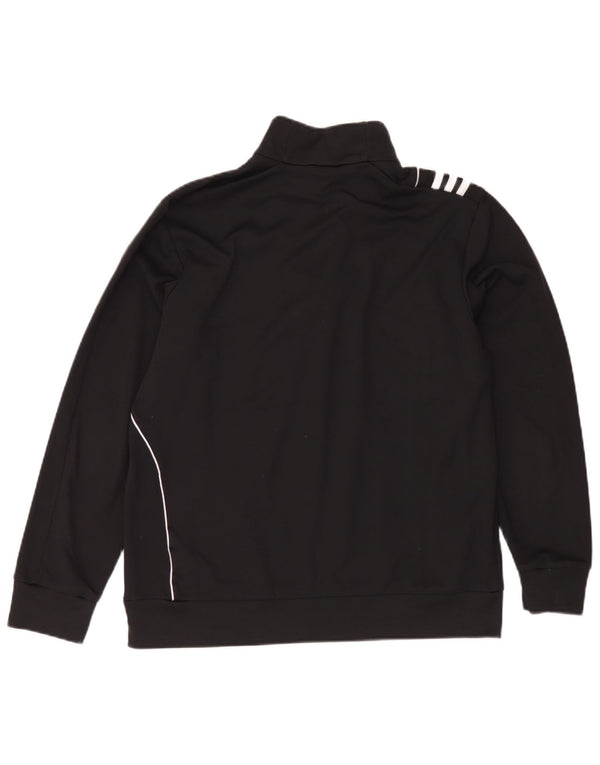 Adidas Mens Zip Neck Moletom Jumper Reino Unido 42/44 Grande Poliéster Preto