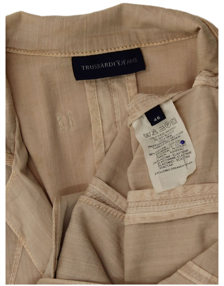 Trussardi Jaqueta blazer feminina com 2 botões IT 46 grande algodão bege