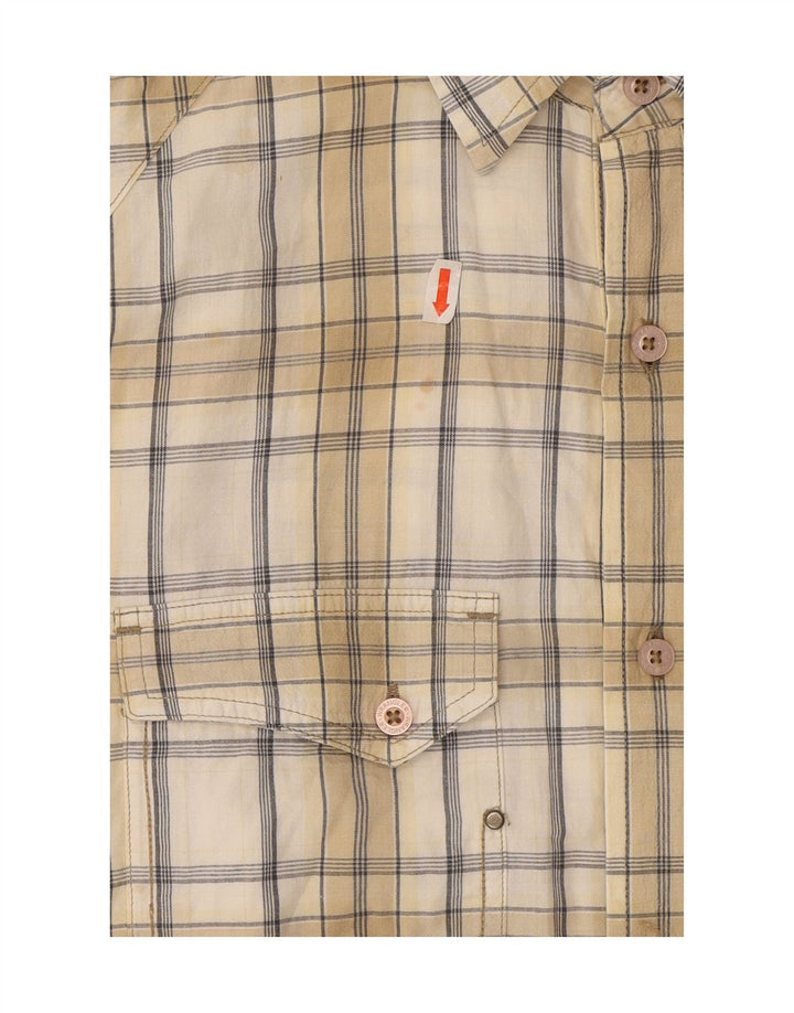 Camisa masculina clássica slim fit WRANGLER algodão xadrez bege médio