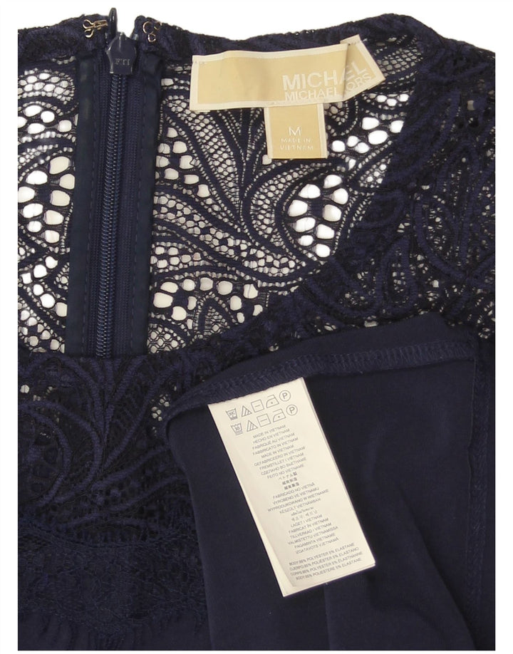 MICHAEL KORS Top feminino manga 3/4 UK 14 poliéster azul marinho médio