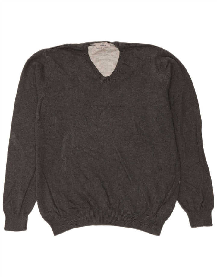 Suéter masculino Marks & Spencer com ajuste regular e decote em V XL algodão cinza
