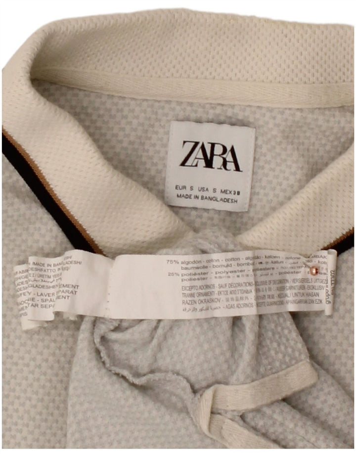Camisa polo masculina ZARA pequena algodão cinza
