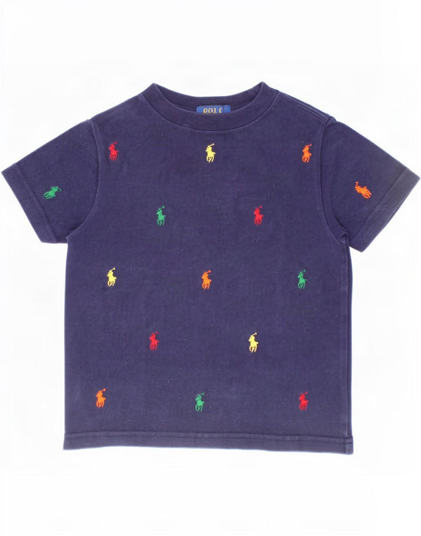 Camiseta polo Ralph Lauren masculina estampada 2-3 anos azul marinho algodão