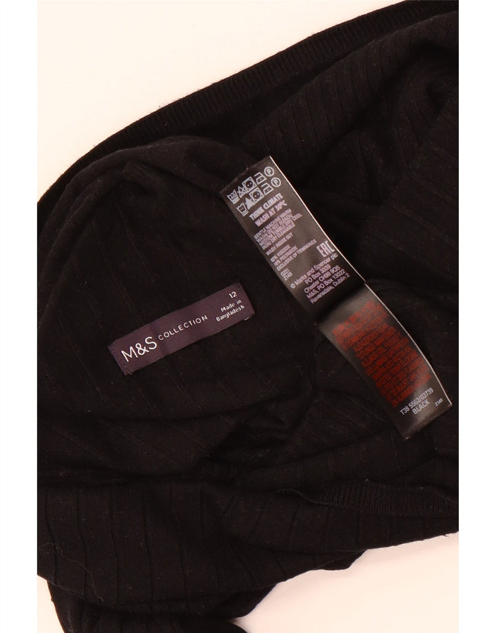 Suéter feminino Marks & Spencer com gola tartaruga e gola redonda Reino Unido 12 médio preto