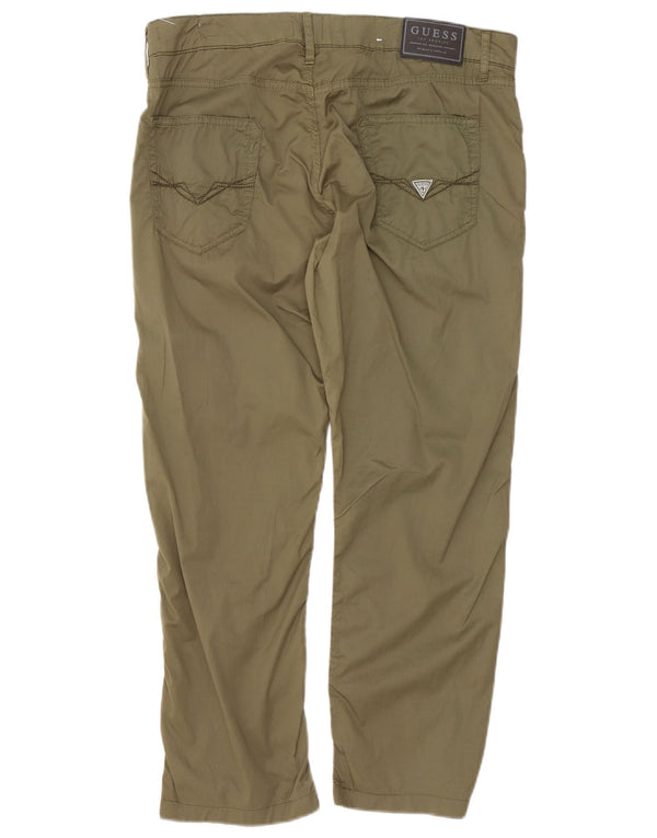Guess Mens Calças Slim Cropped W34 L25 Algodão Cáqui