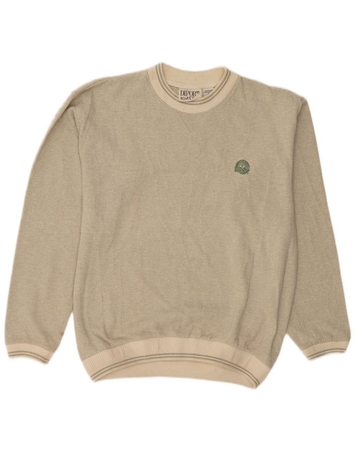Moletom masculino vintage Jumper grande algodão bege