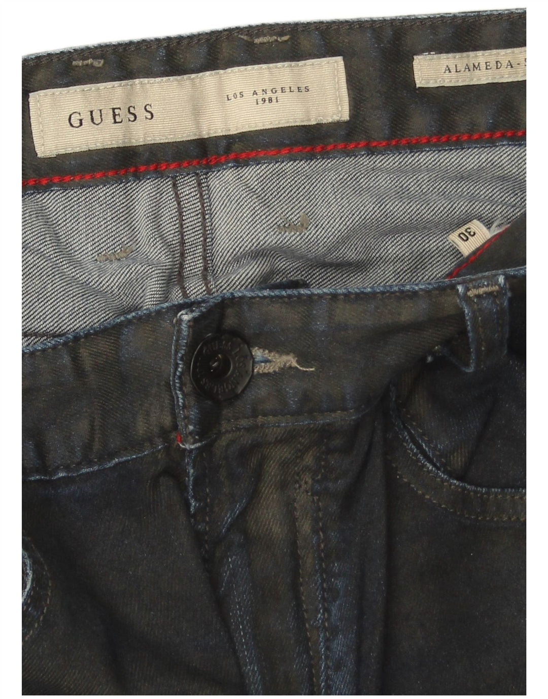 Guess Calça Jeans Feminina Slim Tapered W30 L29 Azul Marinho