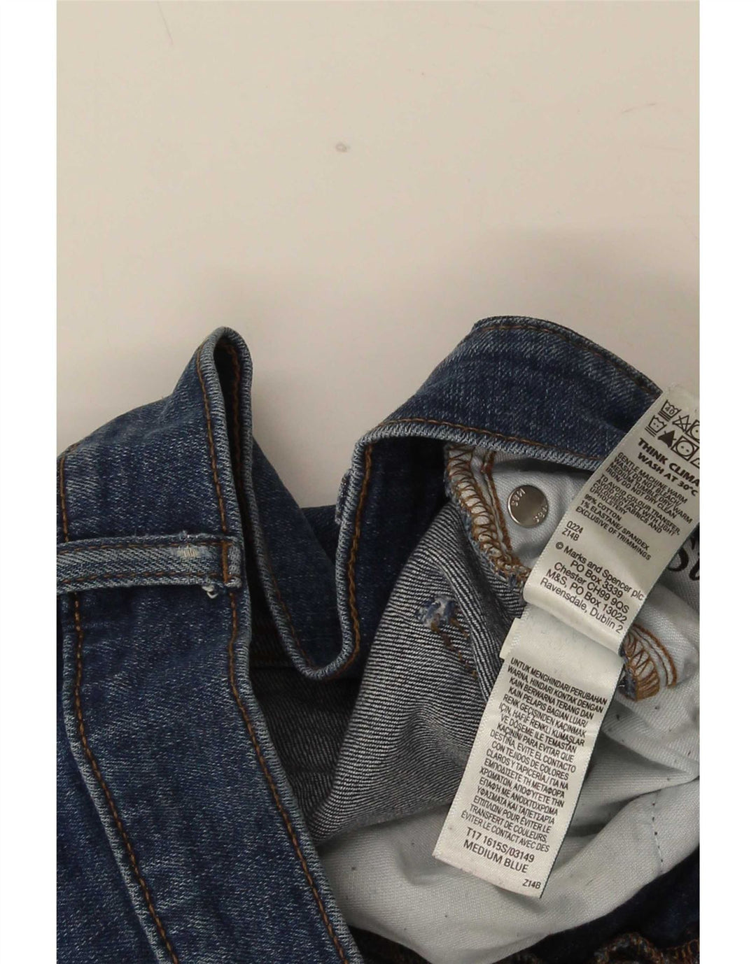 Marks & Spencer Mens Slim Jeans W32 L31 Azul Algodão