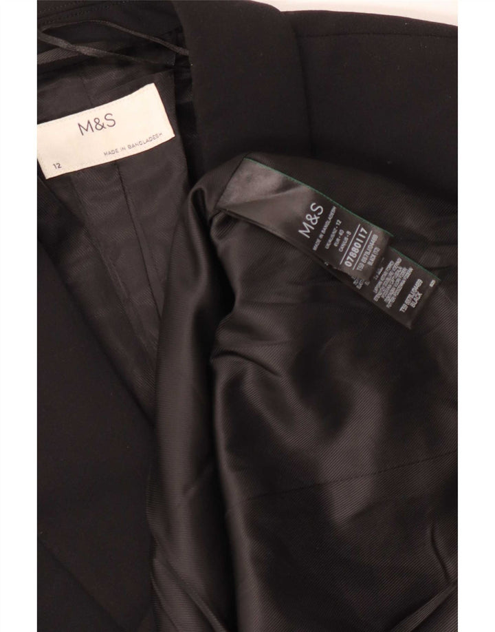 Jaqueta blazer feminina Marks & Spencer com 1 botão Reino Unido 12 poliéster preto médio