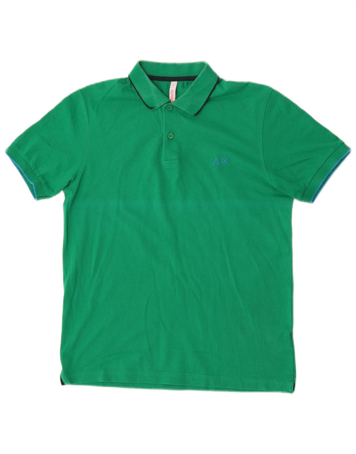 Camisa polo masculina Sun68 de algodão verde médio