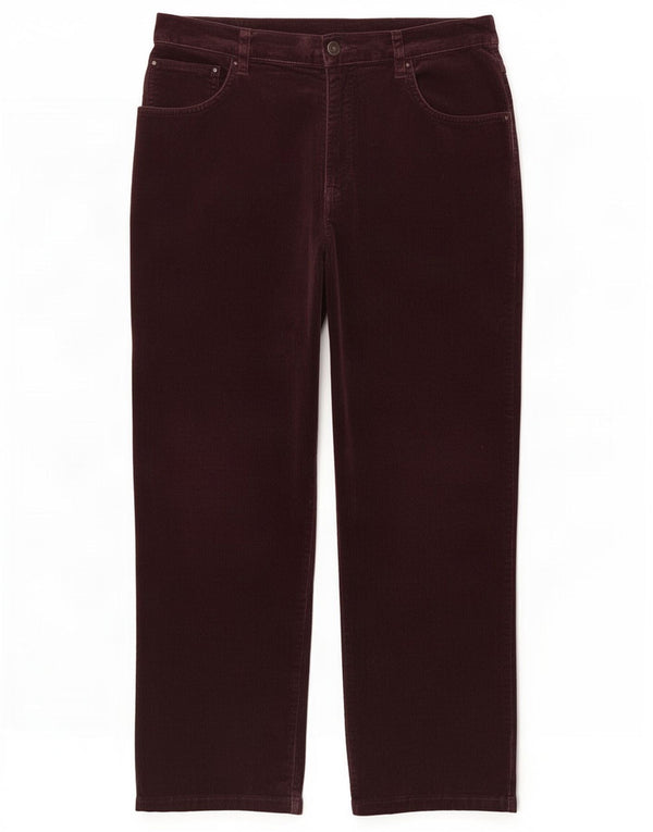 Calça casual feminina de veludo Marks & Spencer UK 14 grande W32 L26 roxa