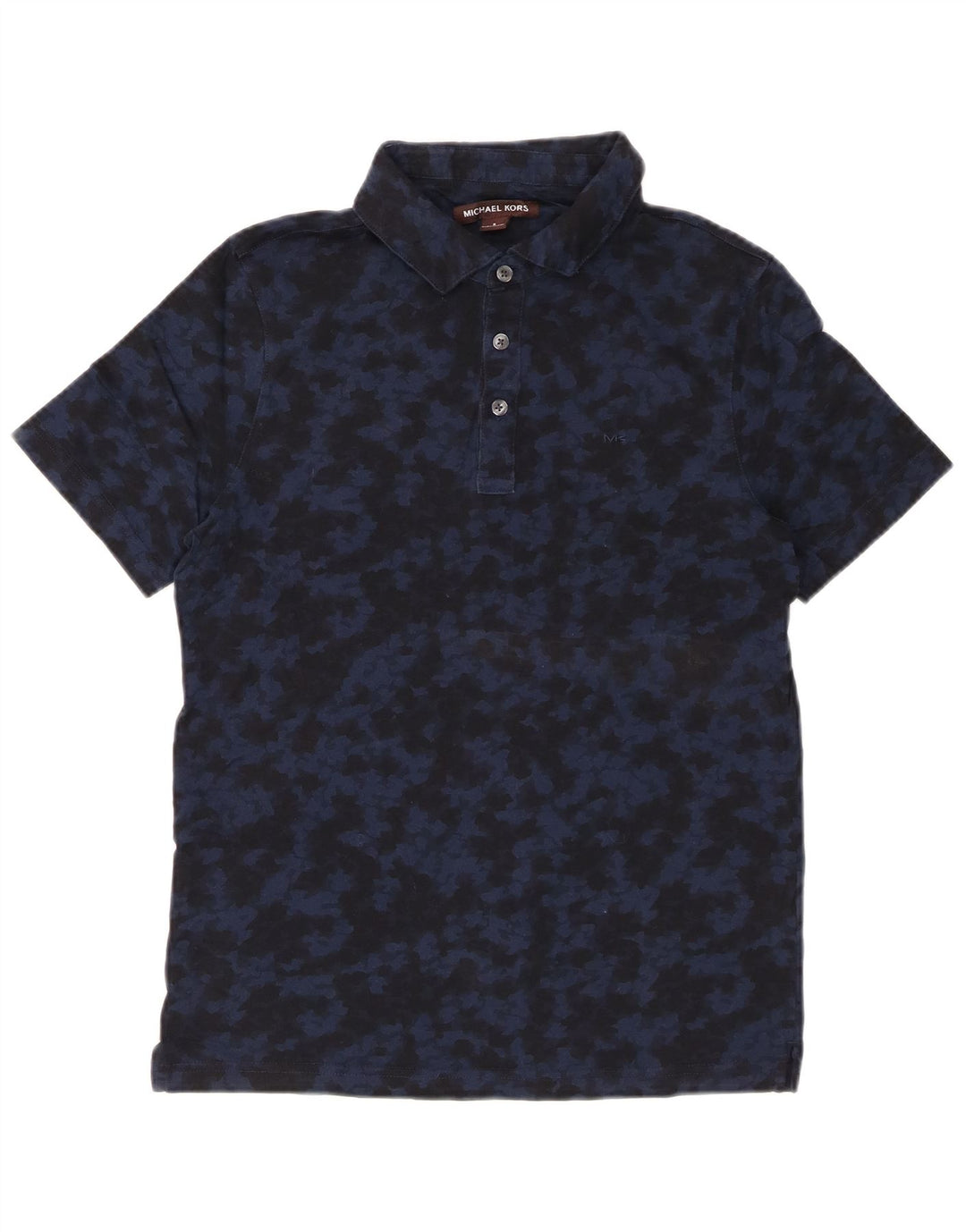 Camisa polo masculina MICHAEL KORS pequena camuflada azul marinho algodão