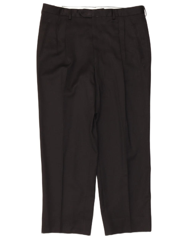 Daniel Hechter Masculino Pegged Suit Calças IT 56 3XL W38 L28 Lã Preta