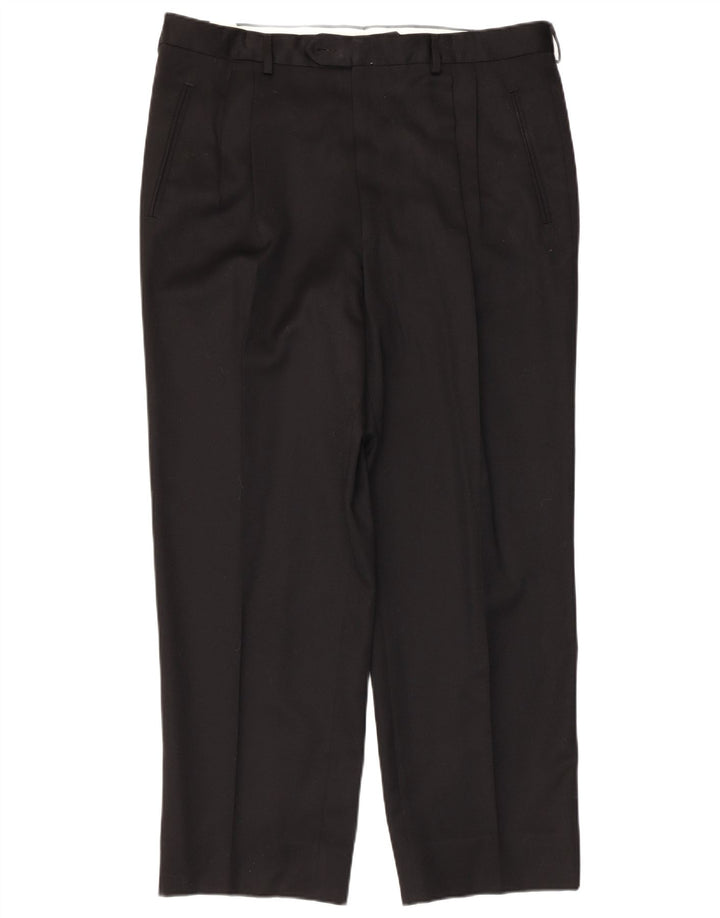 Daniel Hechter Masculino Pegged Suit Calças IT 56 3XL W38 L28 Lã Preta