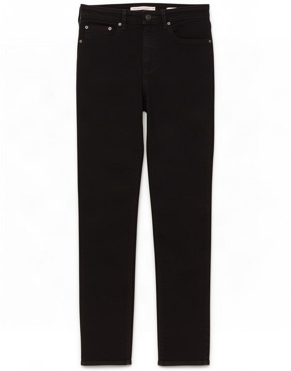 Levi's Womens 724 High Rise Straight Jeans W31 L32 Algodão Preto