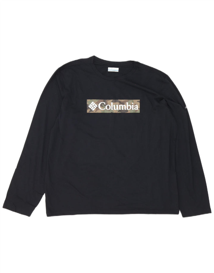 Columbia Mens Graphic Top Manga Longa XL Algodão Preto