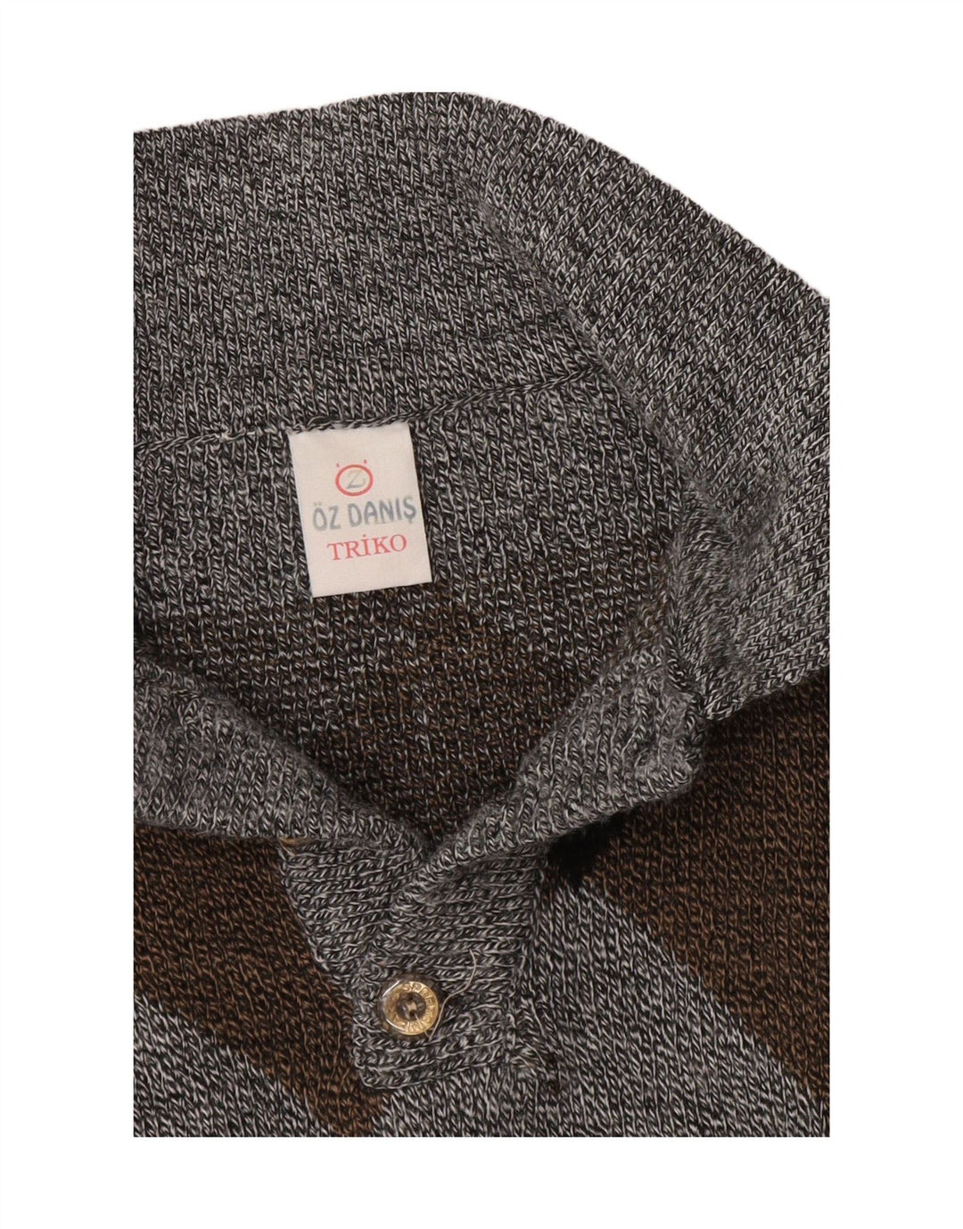 Suéter masculino vintage com gola polo grande cinza Argyle/Diamante