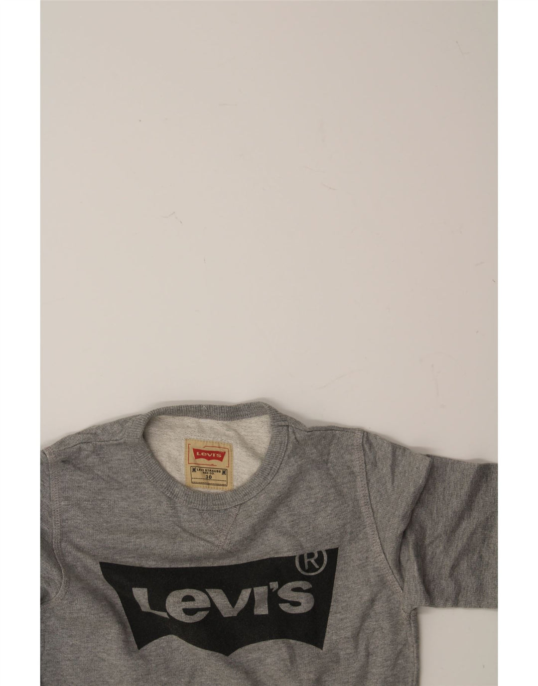 LEVI'S Girls Graphic Sweatshirt Jumper 9-10 Years Grey Cotton Vintage Levi's and Second-Hand Levi's from Messina Hembry 
