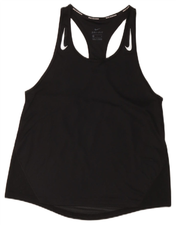 Nike Womens Dri Fit Vest Top UK 10 Pequeno Poliéster Preto